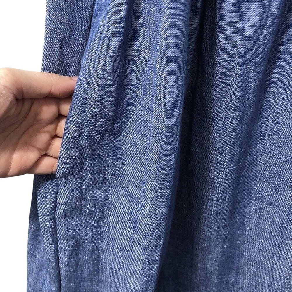 52seven Solid Blue Chambray Ruffled Neck Sleevele… - image 6